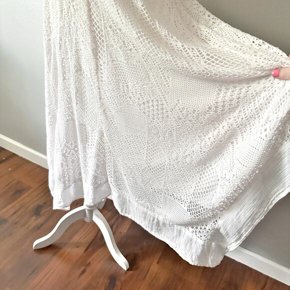 Chico’s Sz 0 White Eyelet Lace Handkerchief Hem Halter Dress Women’s Size Small - Picture 4 of 13